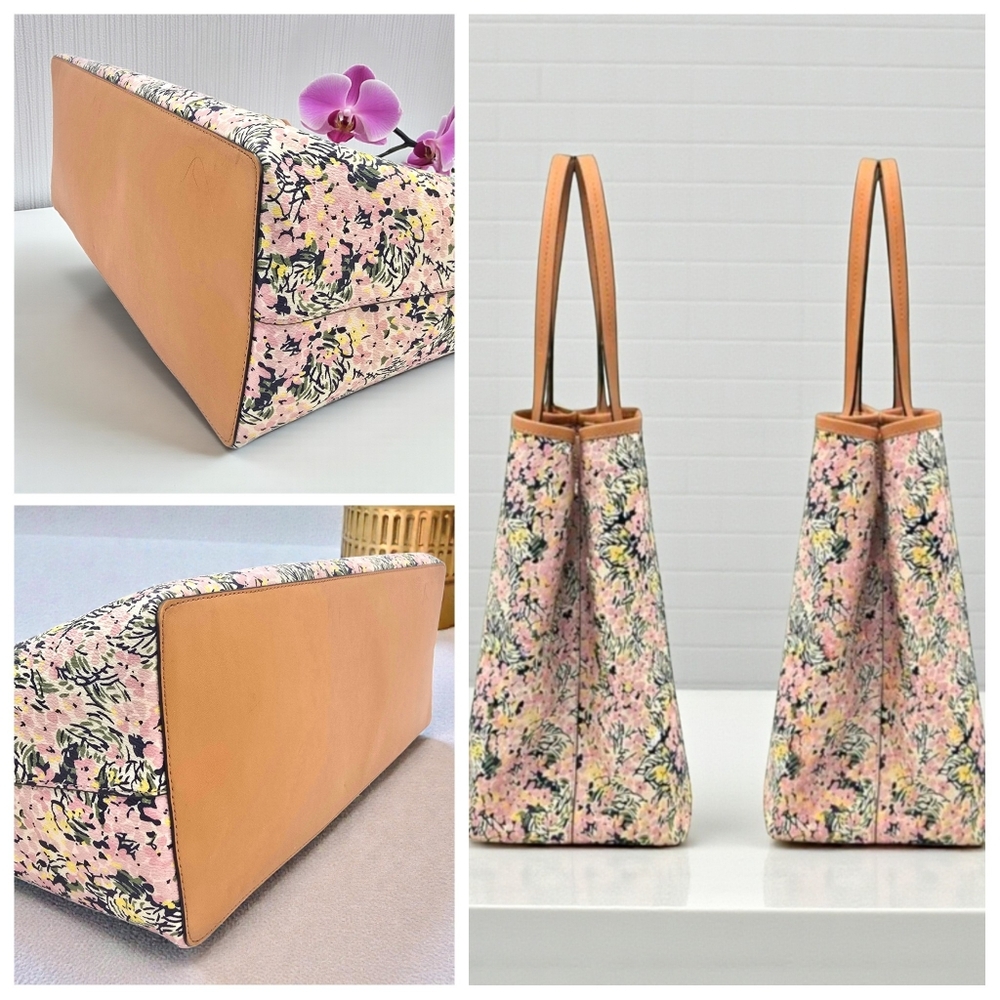 Tory Burch Kerrington Square Tote Flower Field Pink Floral Large Shoulder Bag - Picture 6 of 16